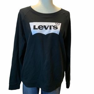 LEVI’S Basic Black White Logo Raglan Sweatshirt Size Large